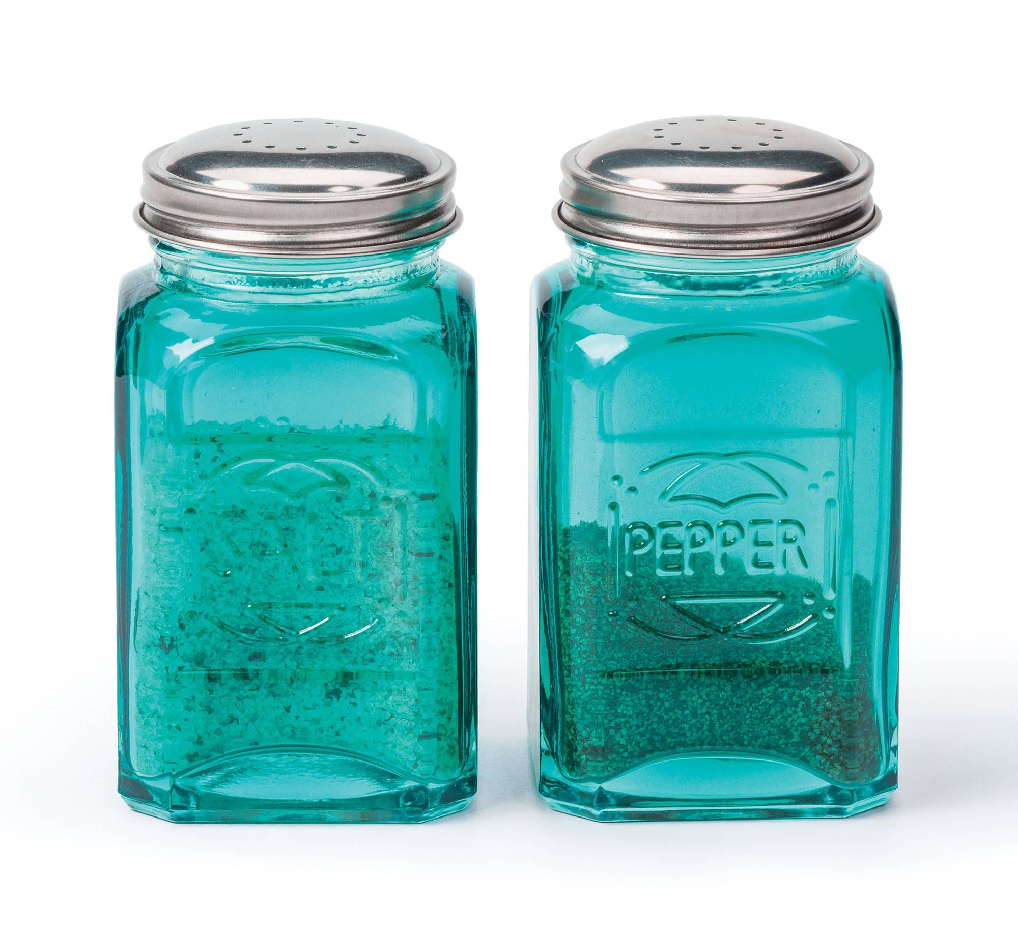 Retro Glass S&P Set - Turquoise