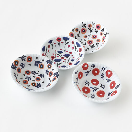 Inky Poppies 'Paper' Bowl,Set/4,Melamine