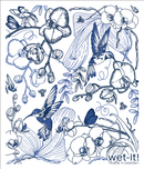 Orchid Garden Blue Swedish Cloth