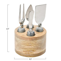 Creative Co-op Cheese Servers with Wood Stand