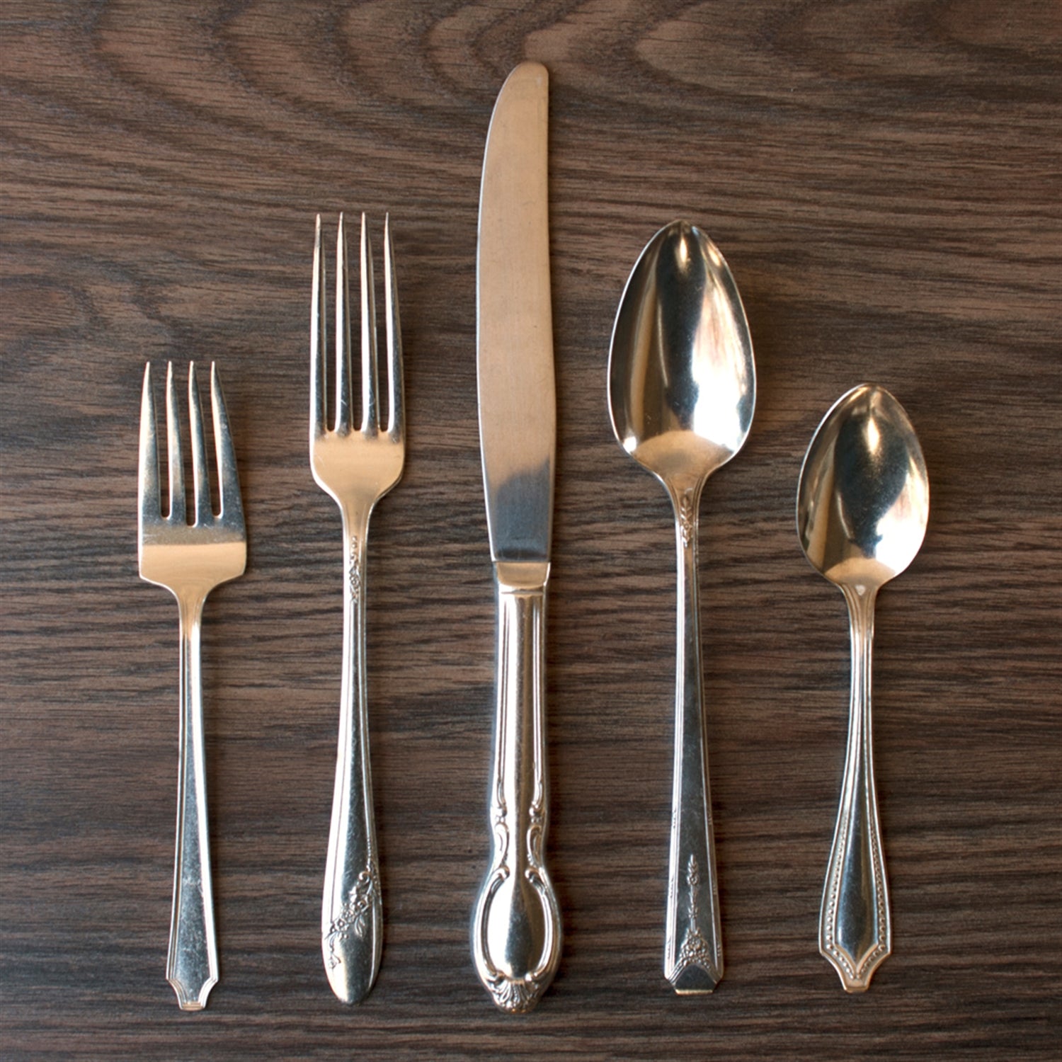 Five Piece Silver Plate Flatware